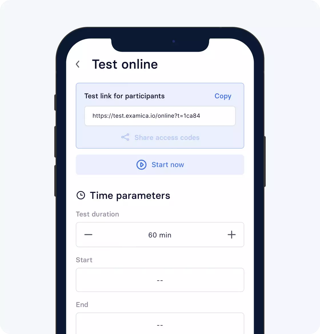 Mise en place d'un test en ligne dans l'application Examica pour enseignants