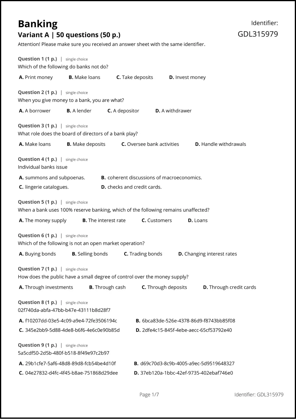 Test généré à l'aide de la plateforme Examica.io