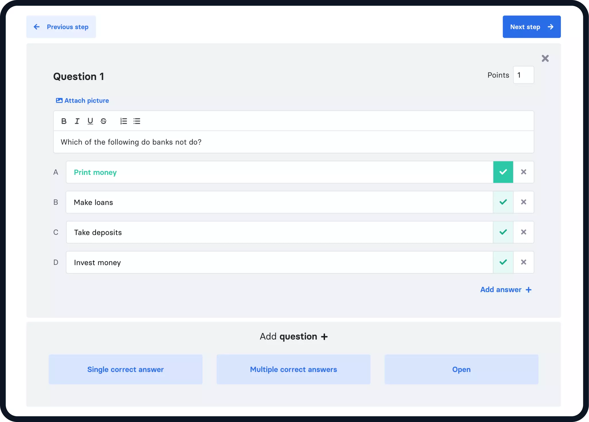 Criação de novo teste na plataforma Examica.io